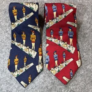 Lot x 2 Save The Children Jennifer Aniston Celebrity Dress Men's Neck Tie Silk